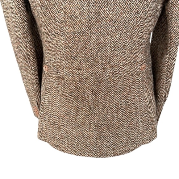 VTG Elegance English Harris tweed tan cream herringbone blazer size 11 W size 6 - Picture 7 of 12